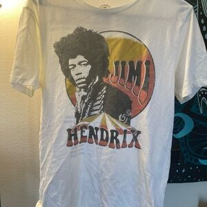 Bioworld Jimi Hendrix Graphic Tee - White, Red, Yellow, Black